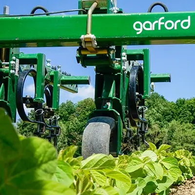 Garford-Gerät zwischen Salatpflanzen